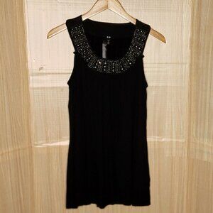 Ellumi Nation Sparkle Beaded Collar Sleeveless Top Medium